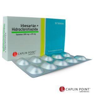 Irbesartan + Hidroclorotiazida Tabletas (300mg + 25mg) Caja x30