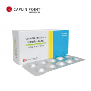 LOSARTAN POTASICO + HIDROCLOROTIAZIDA  Caplin point 50 mg +12.5 mg Caja 10 Tableta Recubierta